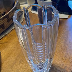 CZECH REPUBLIC bohemian scalloped top ribbed crystal heavy vase. Like  new 8”
